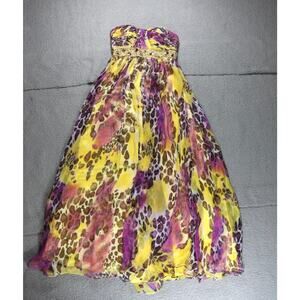 Camille La Vie Gown 6 Rhinestone Bodice Leopard Print Strapless Formal Dress